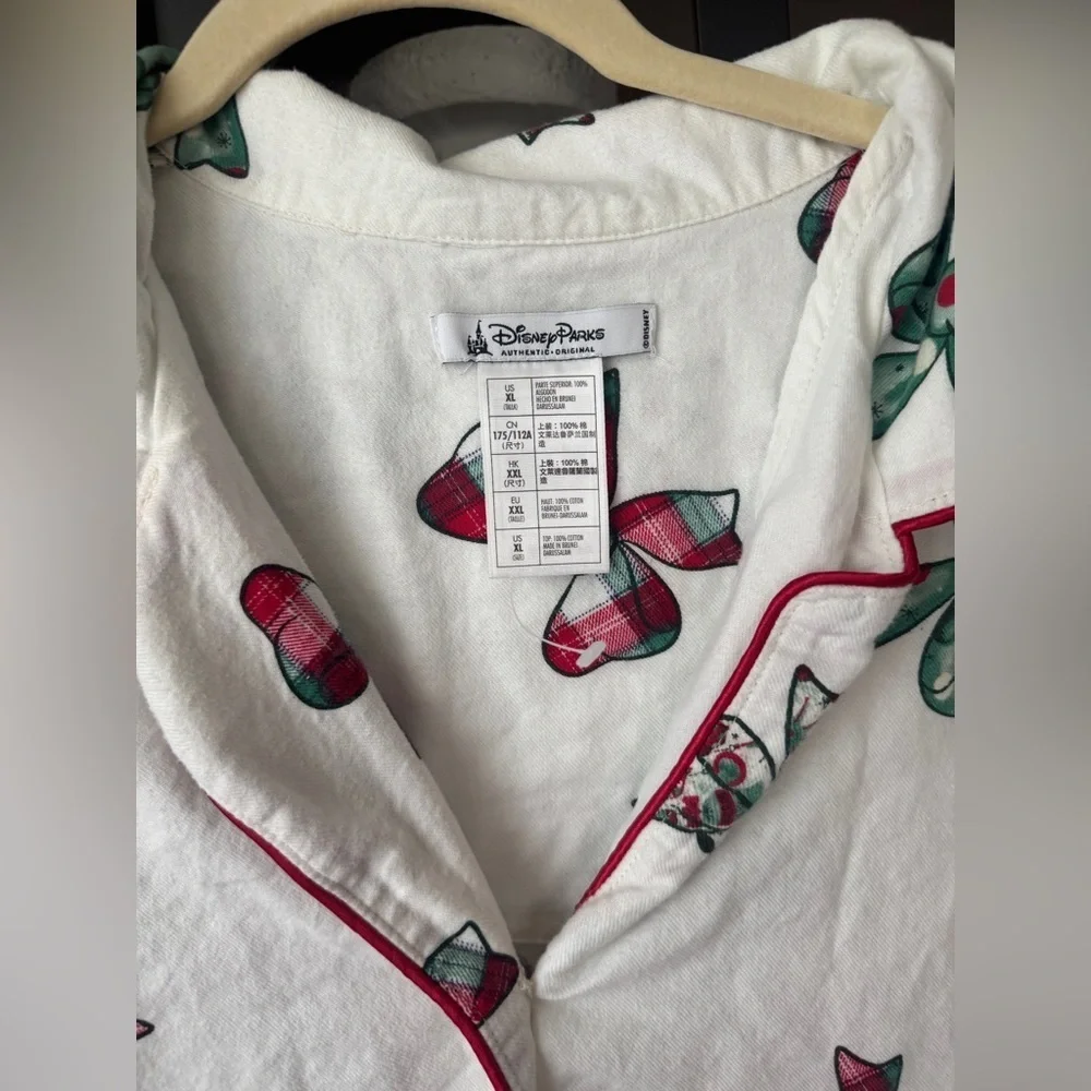 Disney Parks Pajamas shirt Christmas Holiday Retro Mickey Bows long holidays - Picture 3 of 8